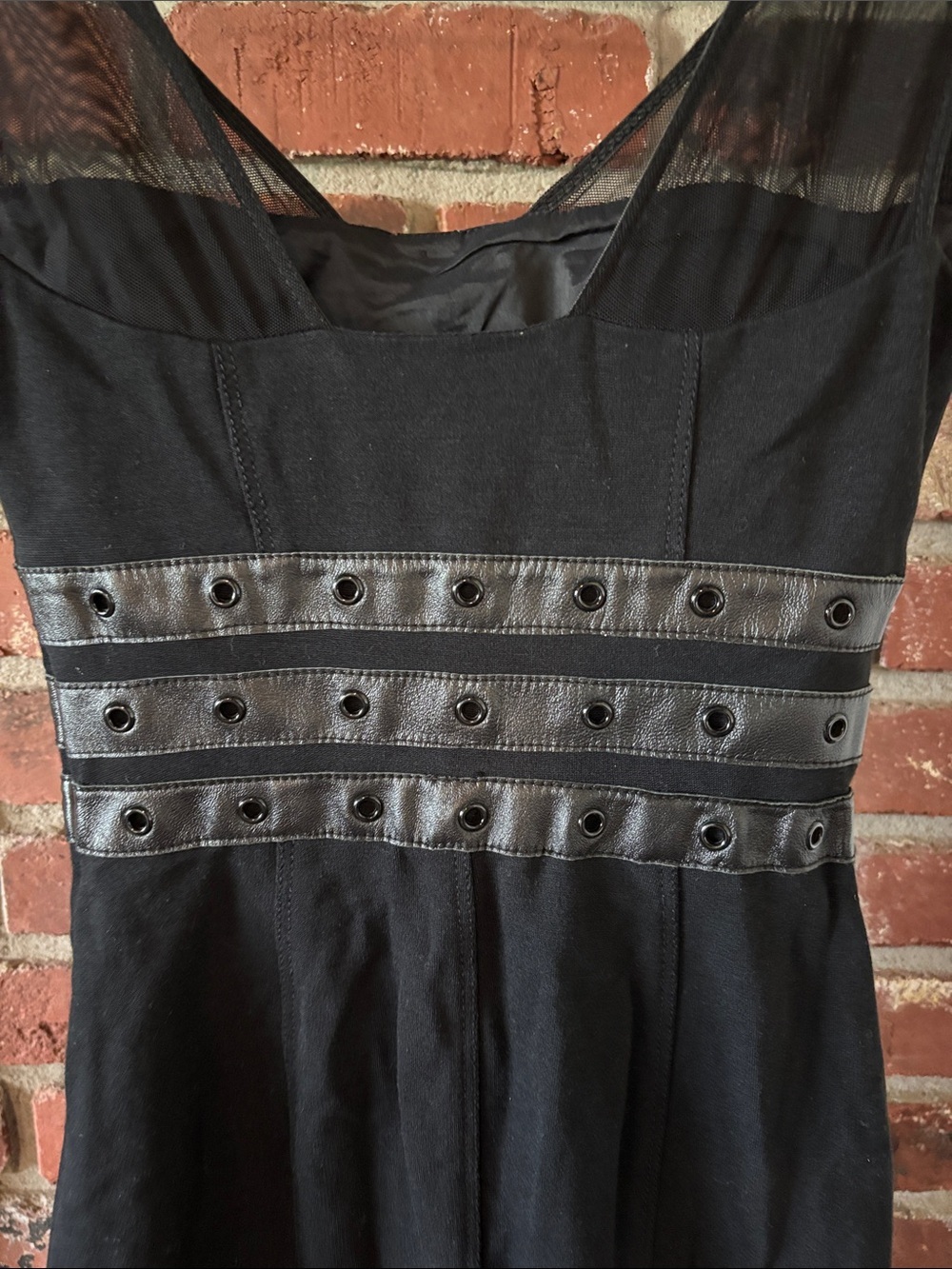 bebe Black Mermaid Dress with Faux Leather Trim Women’s Size 0 - Picture 8 of 10